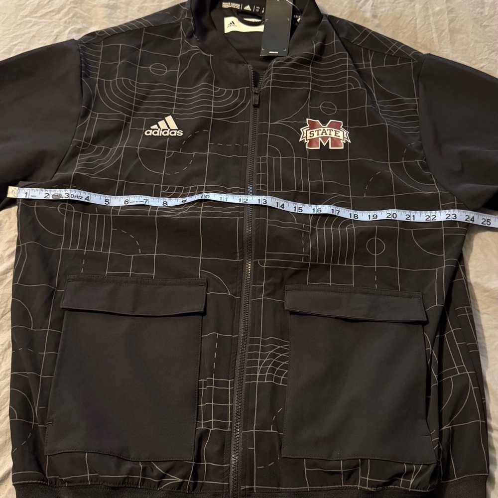 Adidas Jacket Featuring Mississippi State Logo Black And White Adult LT - Picture 6 of 8